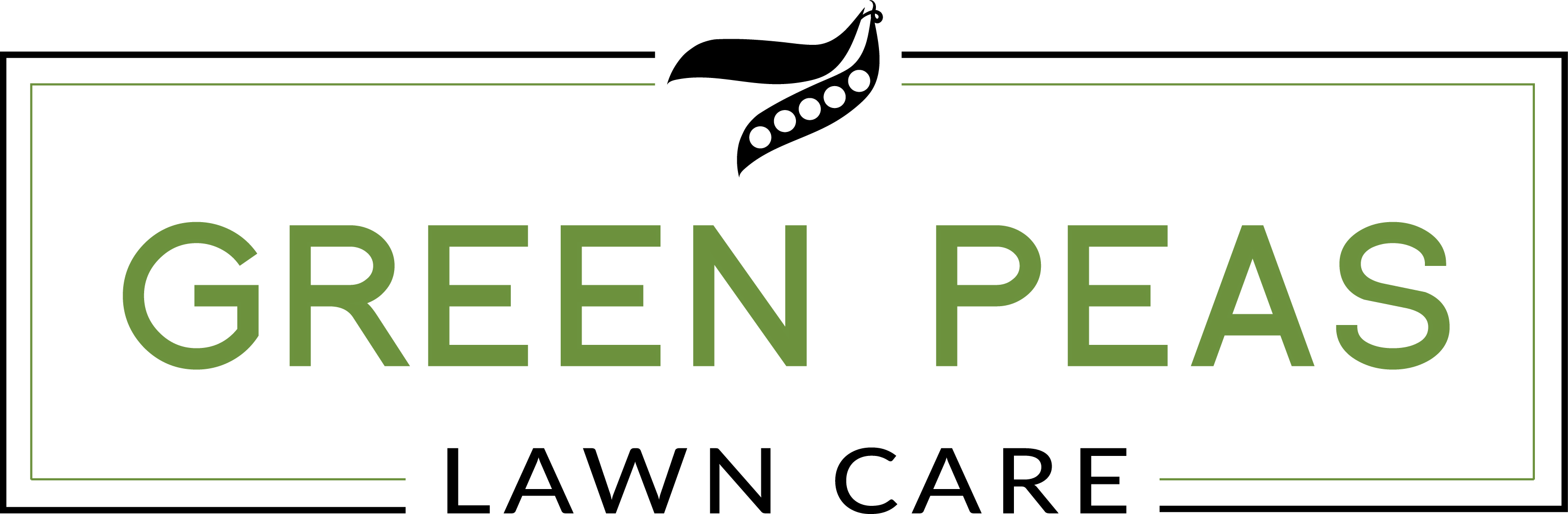 The navigation bar main logo for Green Peas Lawn Care.